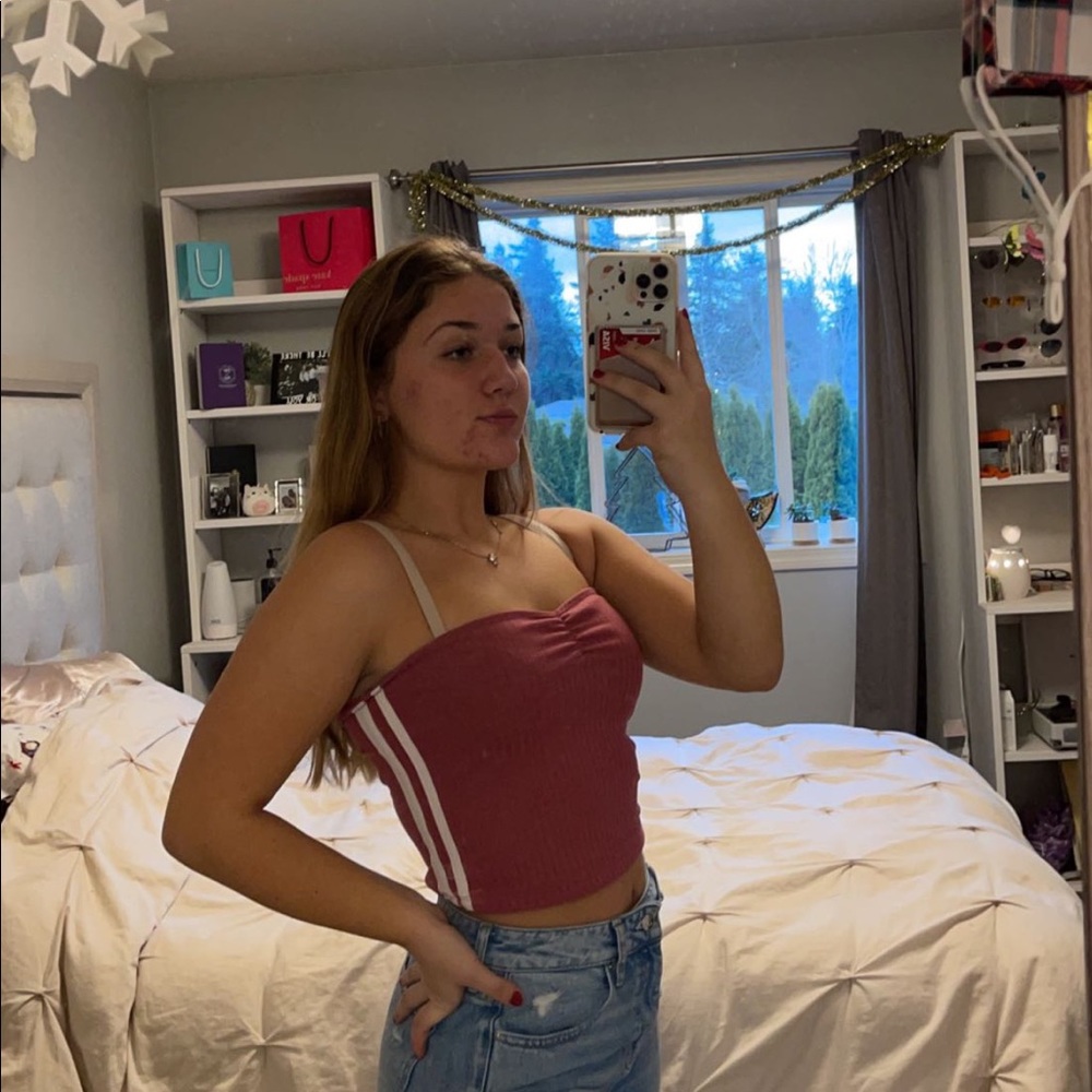 pink striped tube top